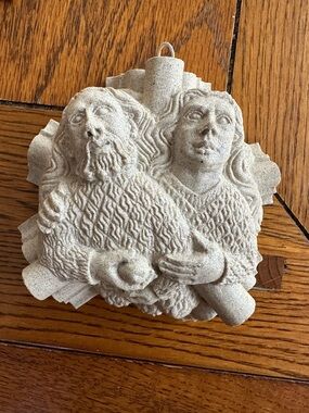 Plaque Paperweight Adam And Eve Contains Stone Removed from Winchester Cathedral